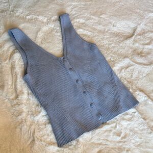 Madewell Ribbed Button-Down Tank Top - Blue Gray